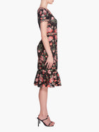 Embroidered Guipure V-neck Midi Cocktail Dress