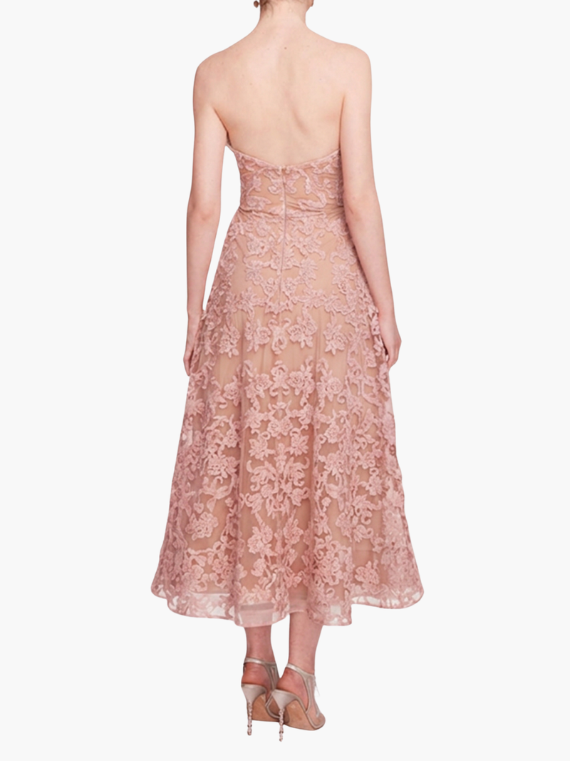 Mirrored Lace Floral Midi Dress
