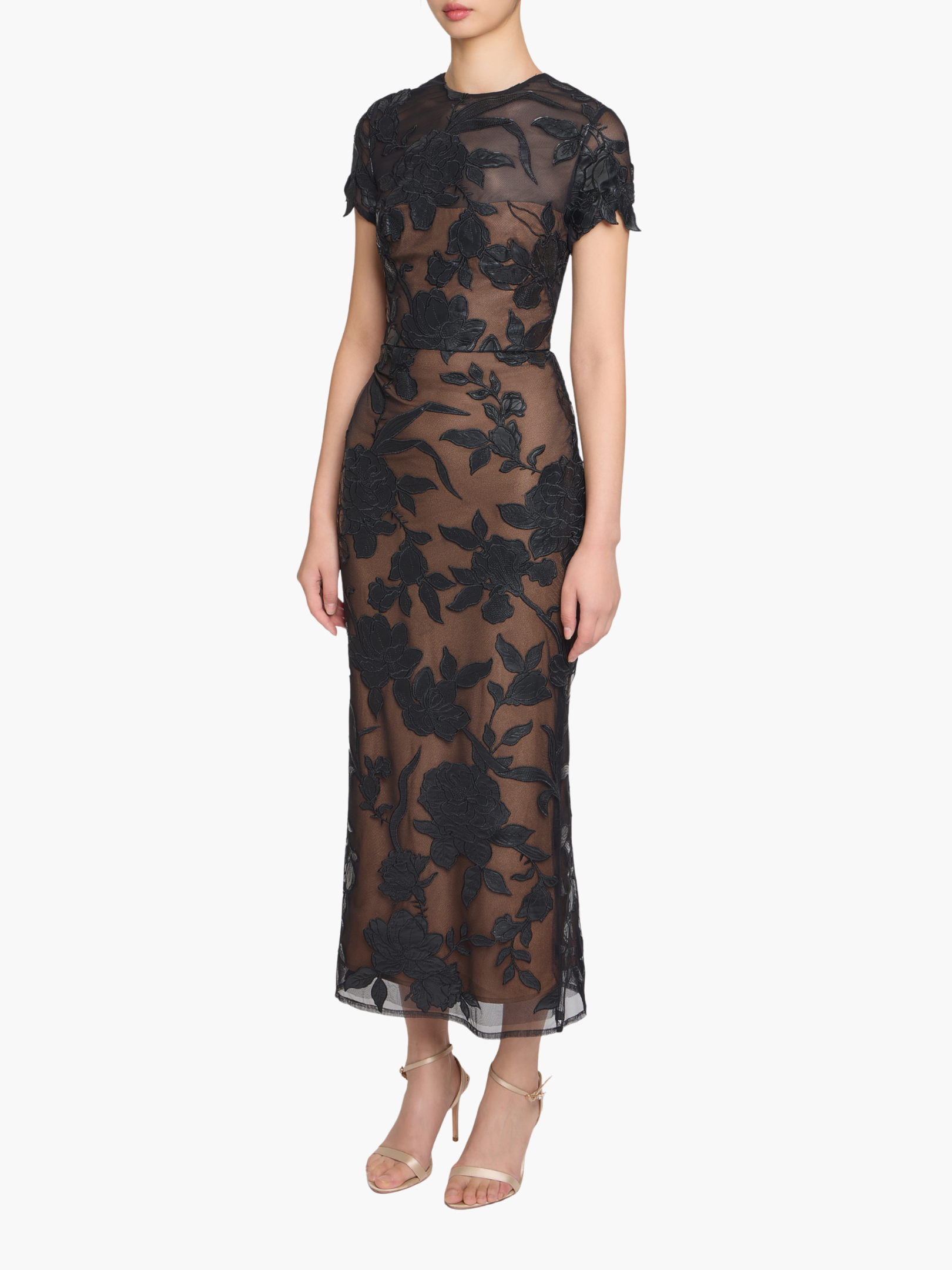 Leather Guipure Sheath Maxi Dress - Black / 0 / N88M4129 Leather Guipure Sheath Maxi Dress - Black / 0 / N88M4129