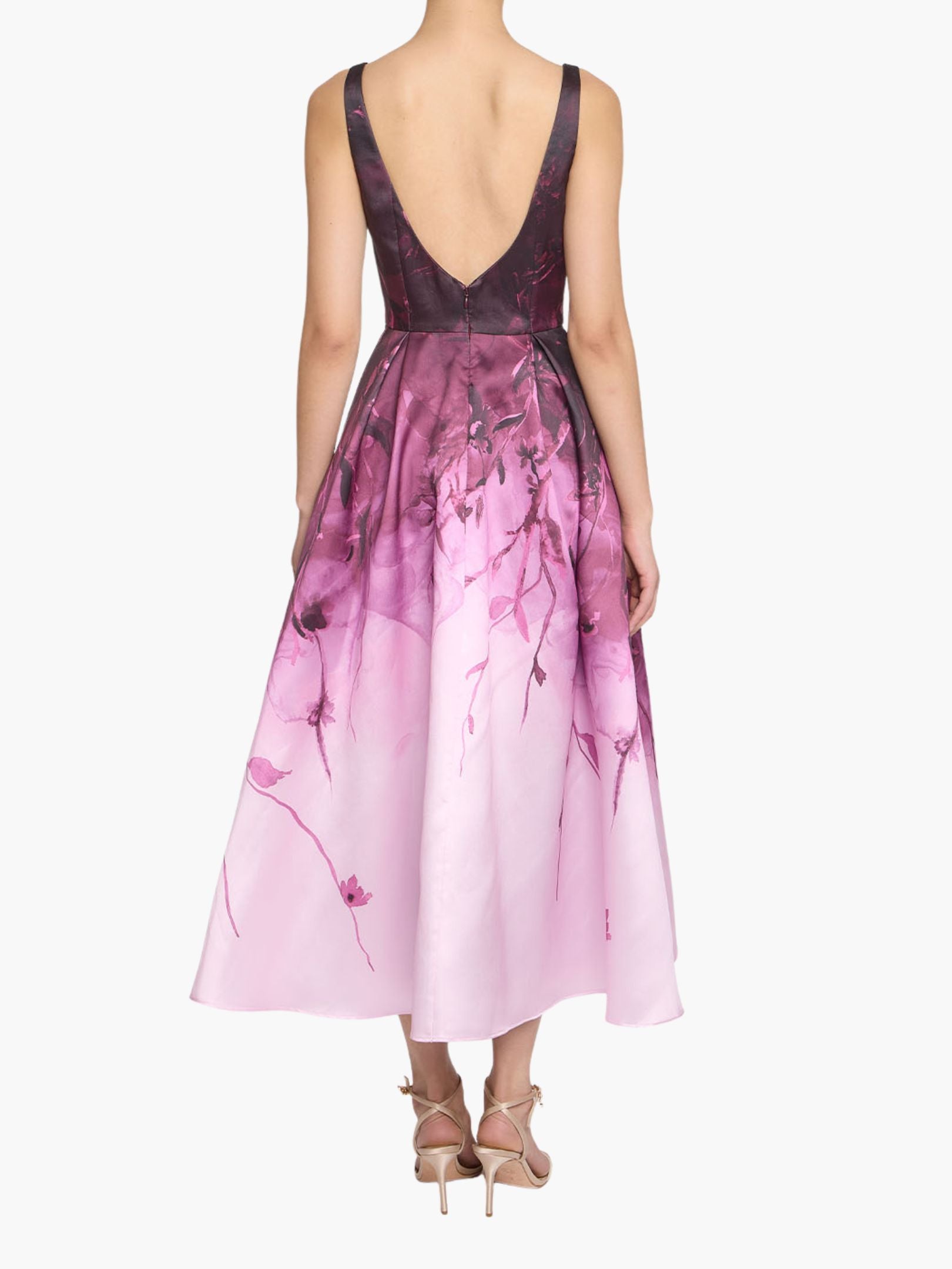 Floral Printed Mikado Midi Dress | Marchesa Floral Printed Mikado Midi Dress | Marchesa