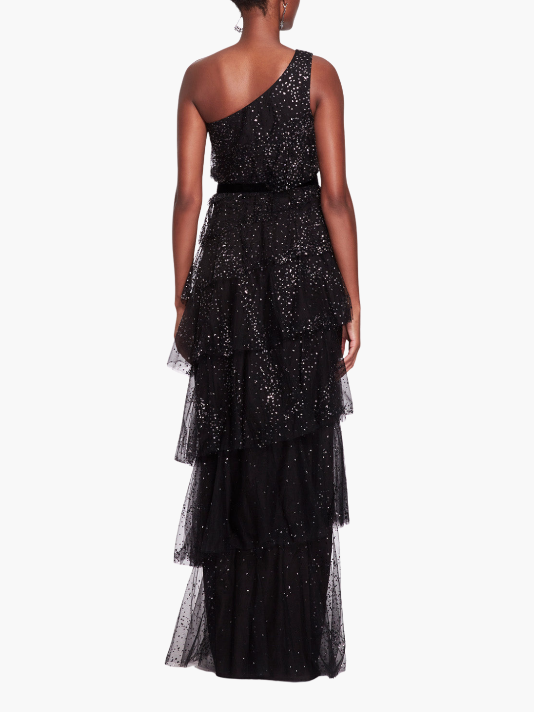 One-Shoulder Tiered Gown