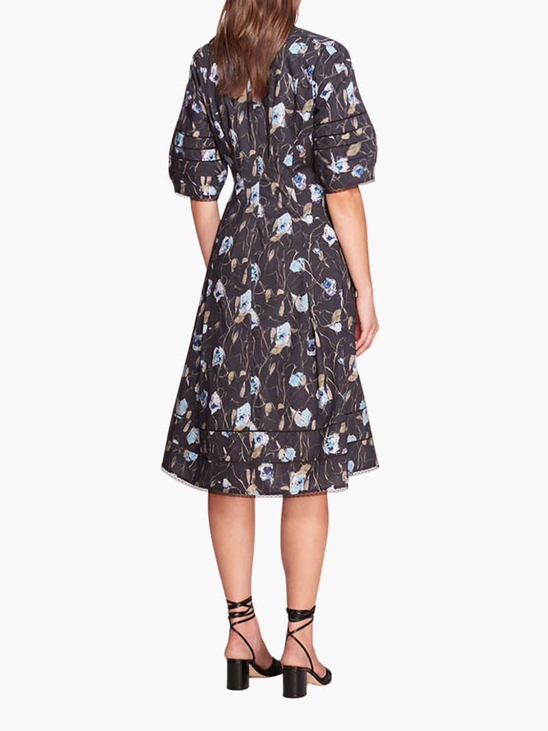 Aster Floral Print & Lace Midi