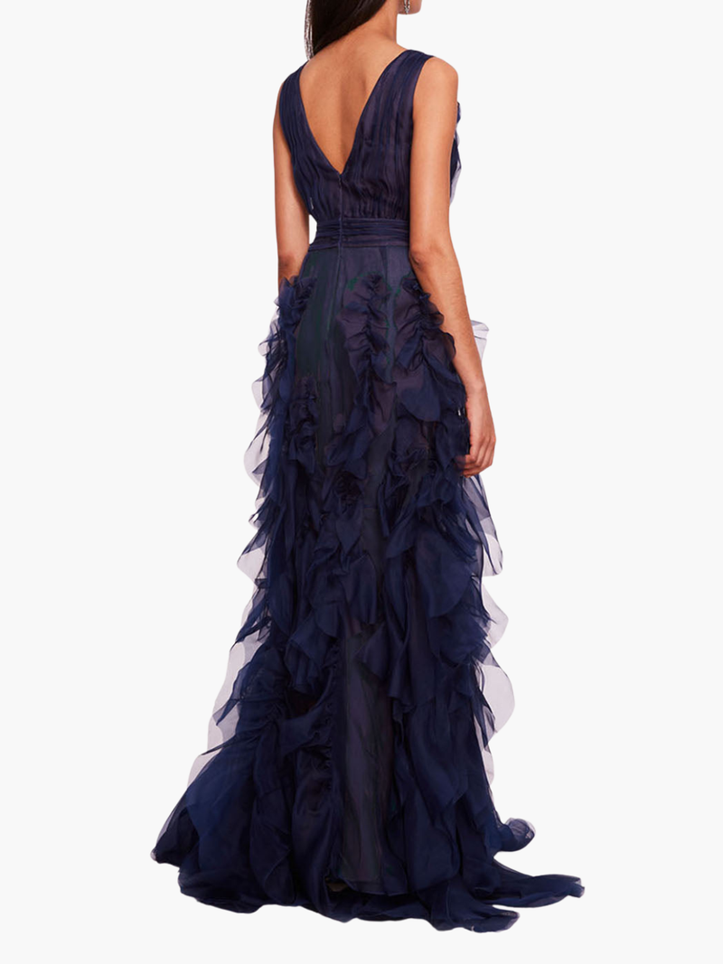 marchesa notte shimmer midi dress Marchesa Notte Shimmer Midi Dress