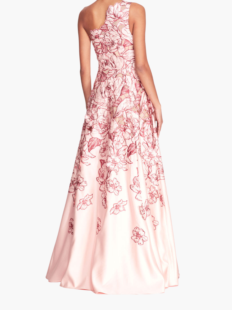 Satin One Shoulder Gown