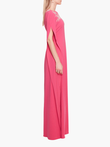 Embroidered Crepe Kaftan Gown