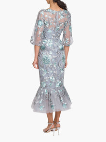 Botanist Bloom Embroidered Puff Sleeve Midi Dress