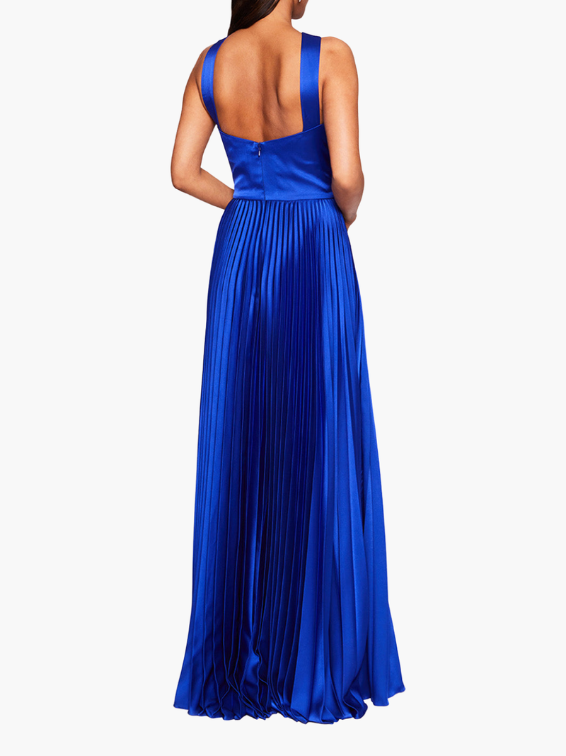 Pleated Foil Gown