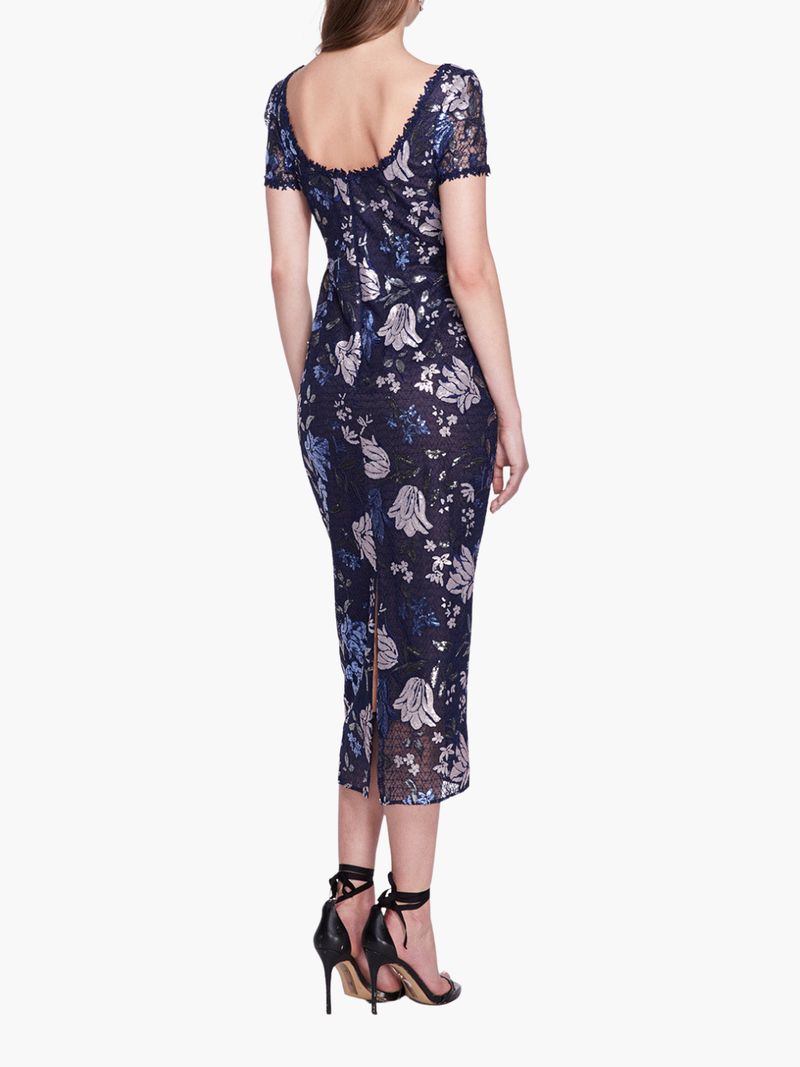 Cap Sleeve Tea-Length Midi Gown
