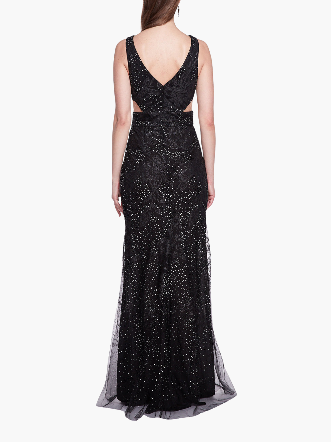 Sleeveless V-neck Glitter Gown