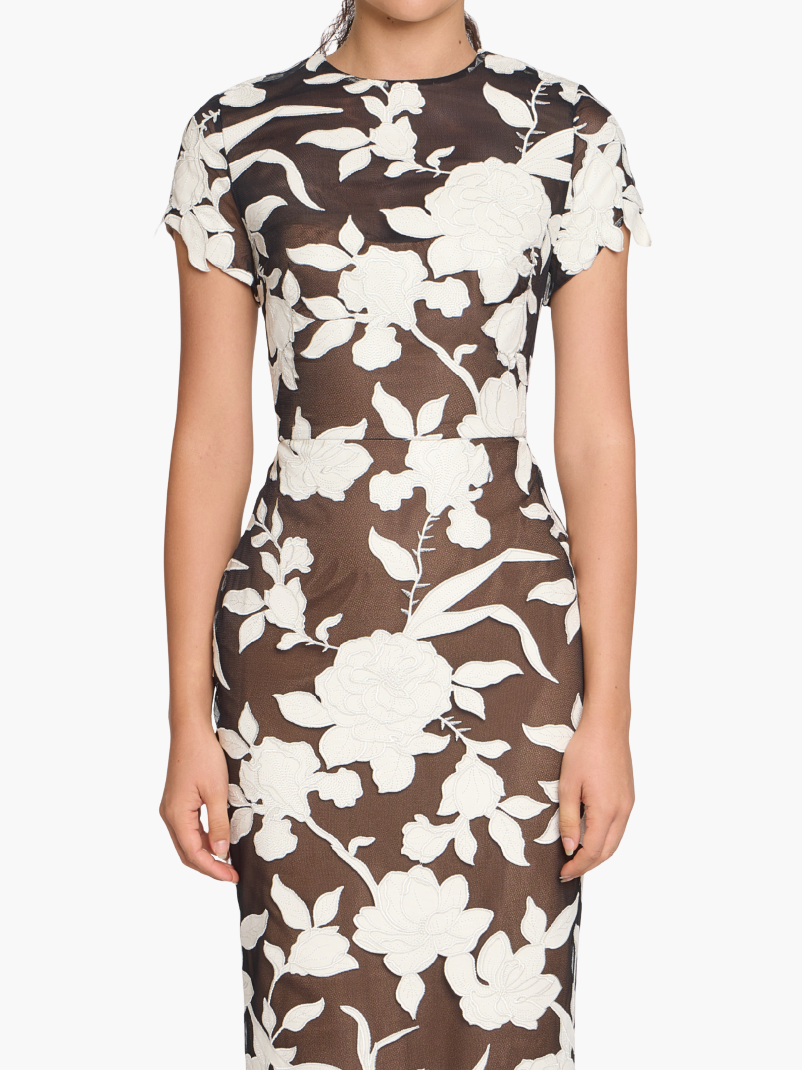 Leather Guipure Sheath Maxi Dress