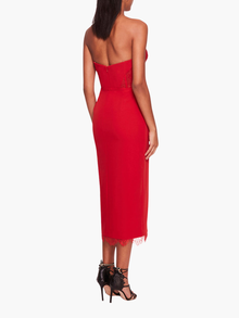 Draped Bodice Crepe Midi Dress