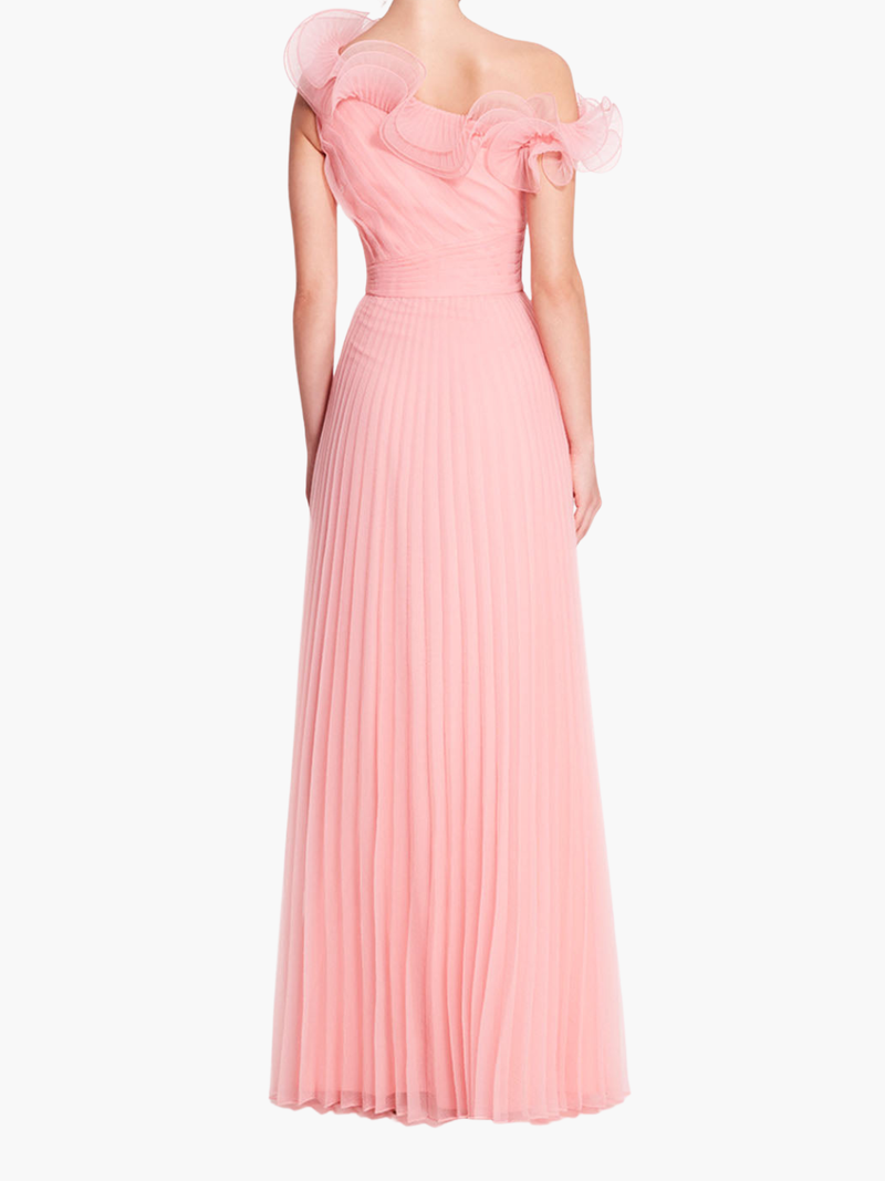 Pebble Organza Pleated Gown