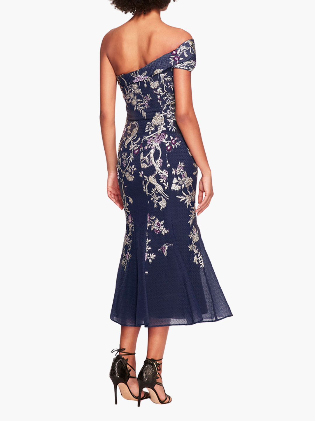 One Shoulder Gilded Midi Dress