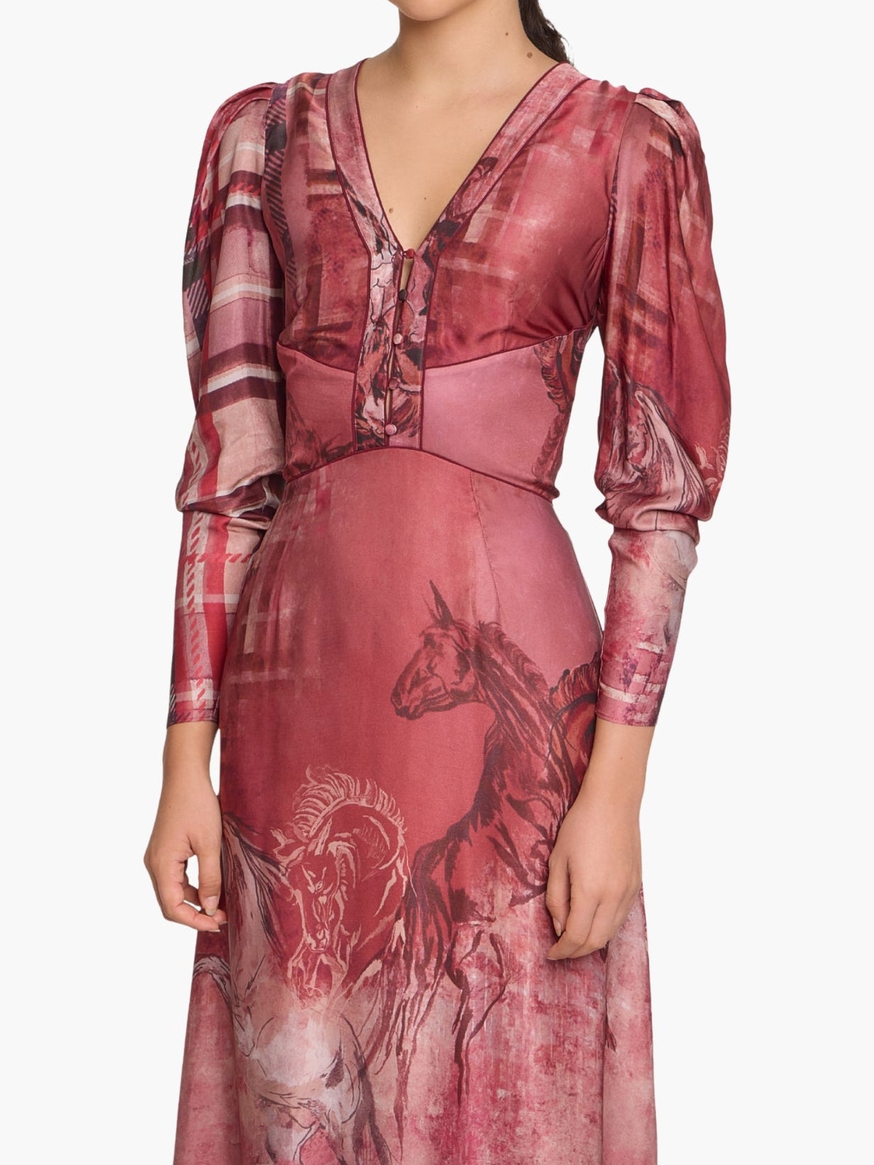 Wild Heart Tartan Printed Midi Dress