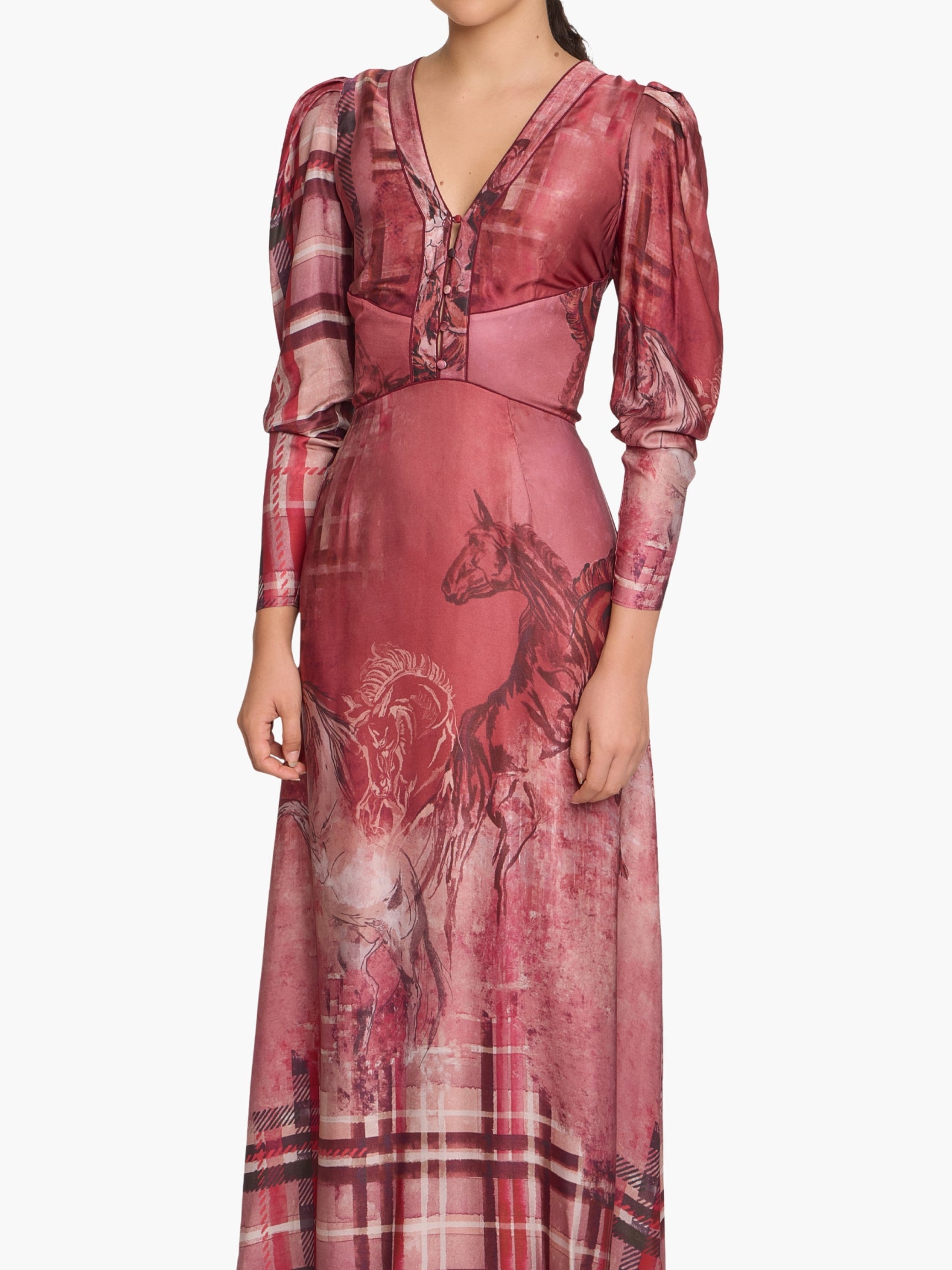 Wild Heart Tartan Printed Midi Dress