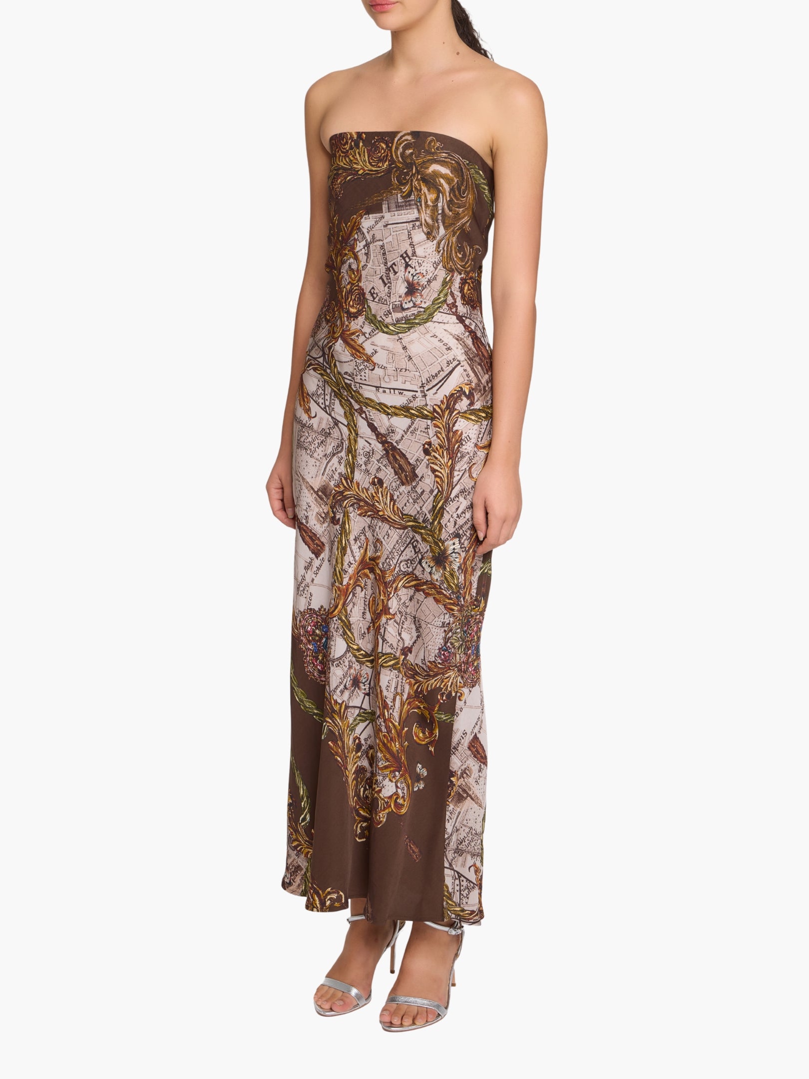 Jewel of Edinburgh Strapless Printed Midi Dress
