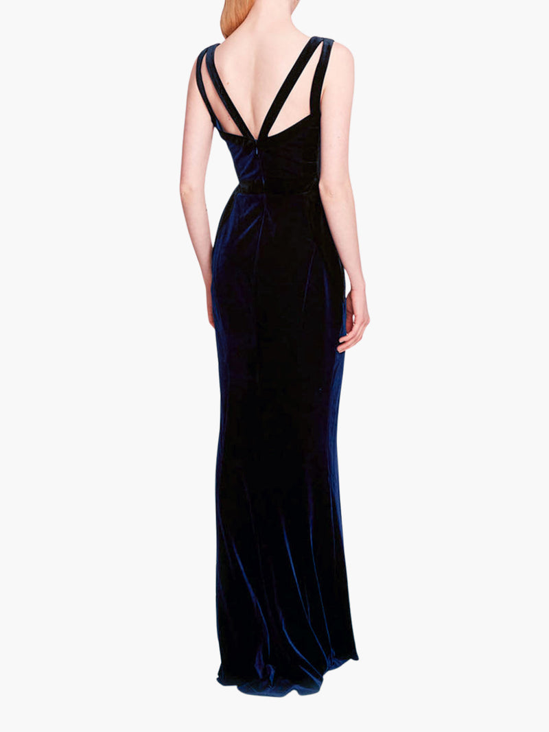Velvet Sleeveless  Column Gown