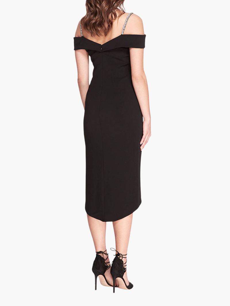 Off Shoulder Draped Midi Dress