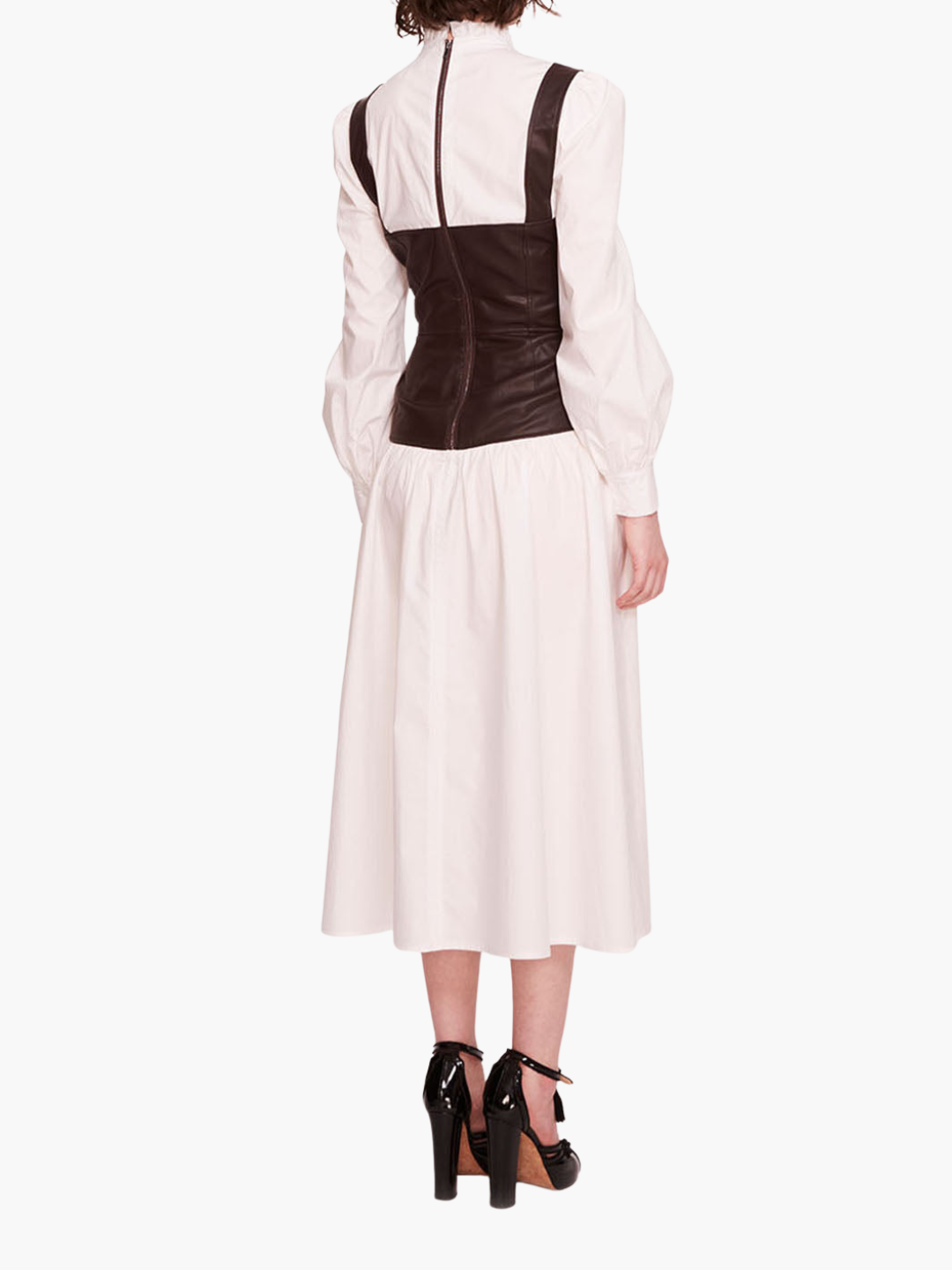 Faux Leather Poplin Corset Dress