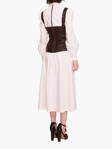 Faux Leather Poplin Corset Dress