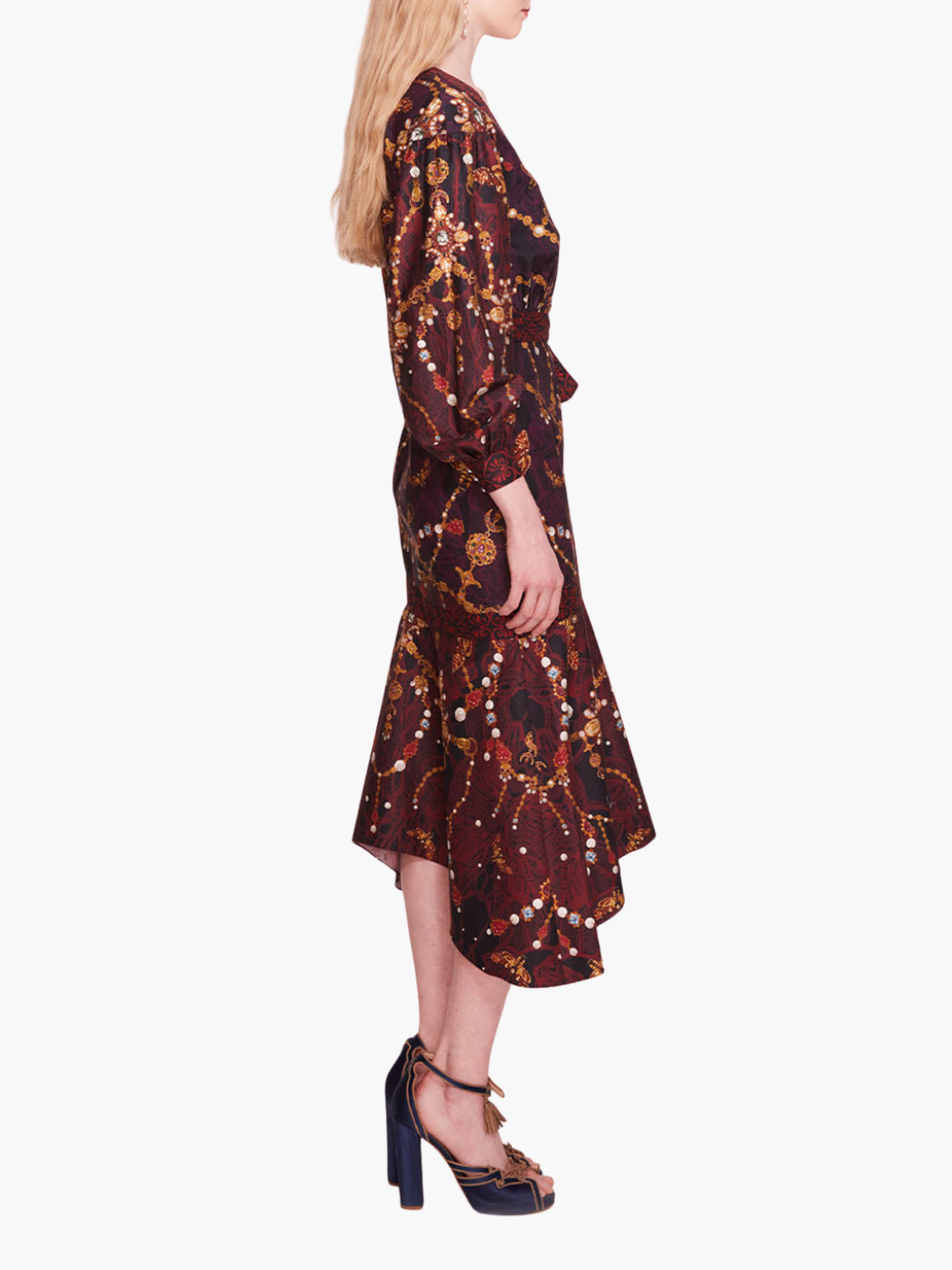 Marchesa Notte Printed V-Neck Midi Dress Marchesa Notte Printed V-Neck Midi Dress