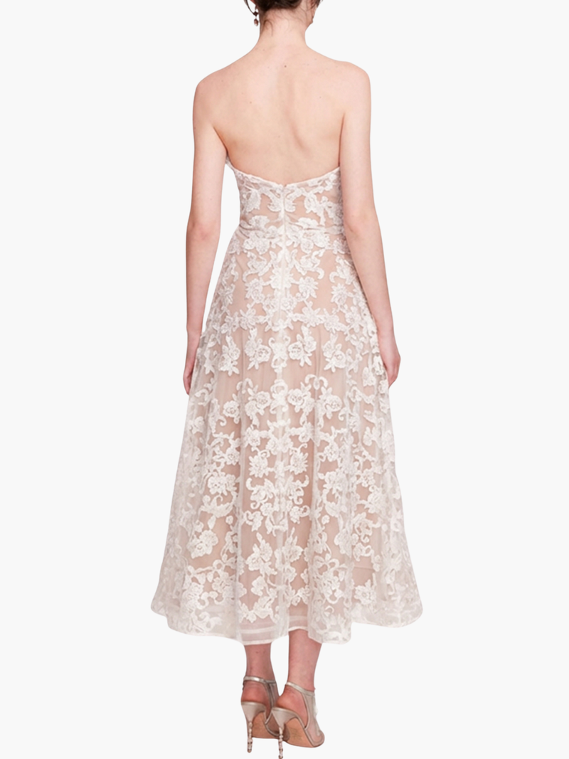 Strapless Corded Midi Dress