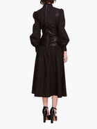 Faux Leather Poplin Corset Midi Dress