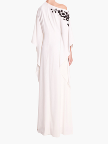 Embroidered Draped Kaftan Gown