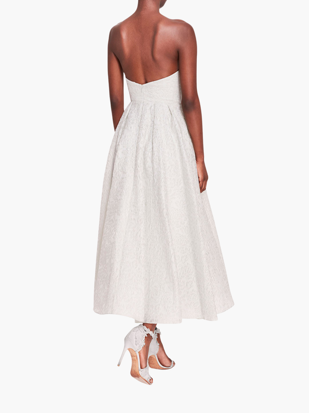 Marchesa Notte Strapless Tea-Length Cloque Dress, Green / 4 Marchesa Notte Strapless Tea-Length Cloque Dress, Green / 4