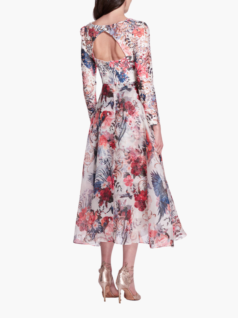 Back Keyhole Tea Length Midi Dress