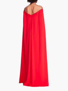 Off Shoulder Caped Column Gown
