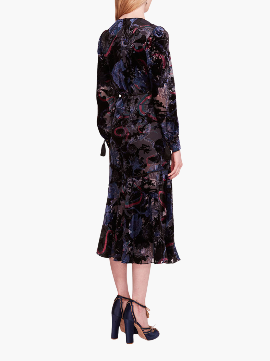 Velvet Burnout Floral Midi Dress