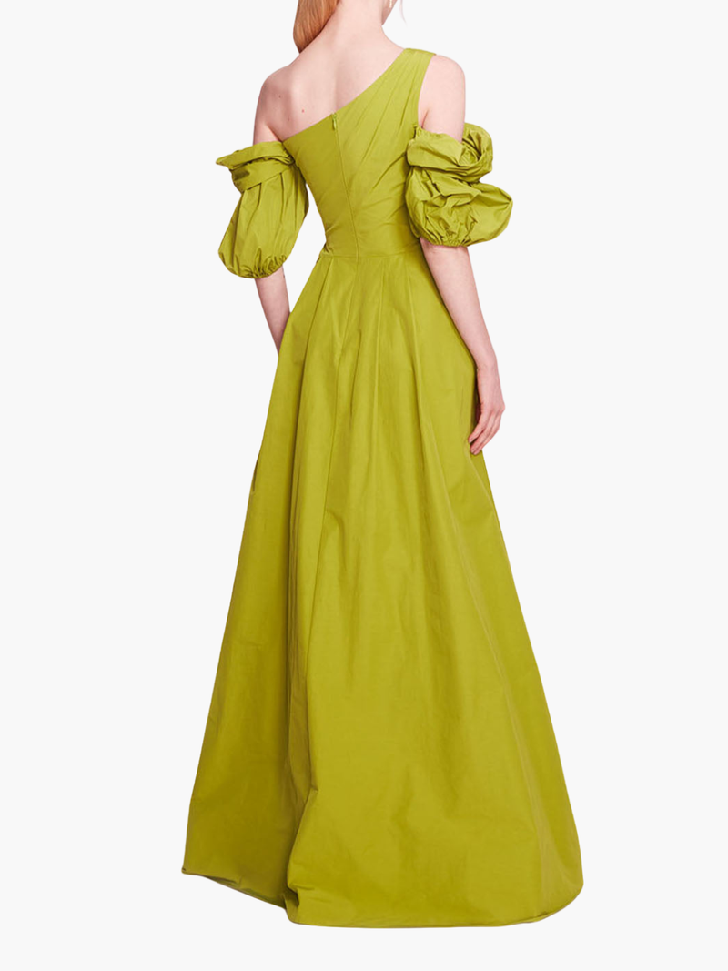 Bubble Sleeve Taffeta Gown