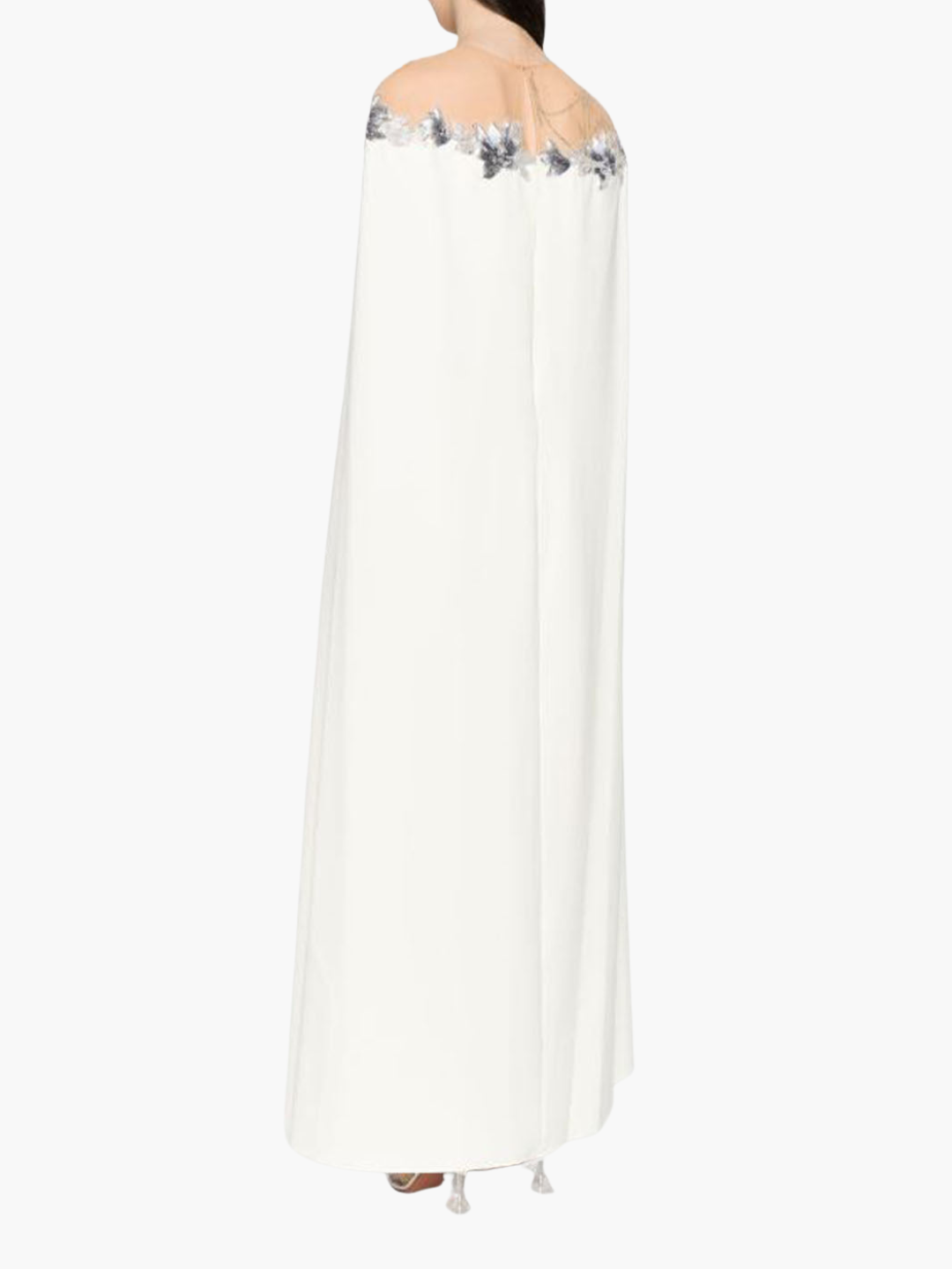 Marchesa Notte Tulle Illusion Cape Effect Maxi Dress, 4 / Ivory