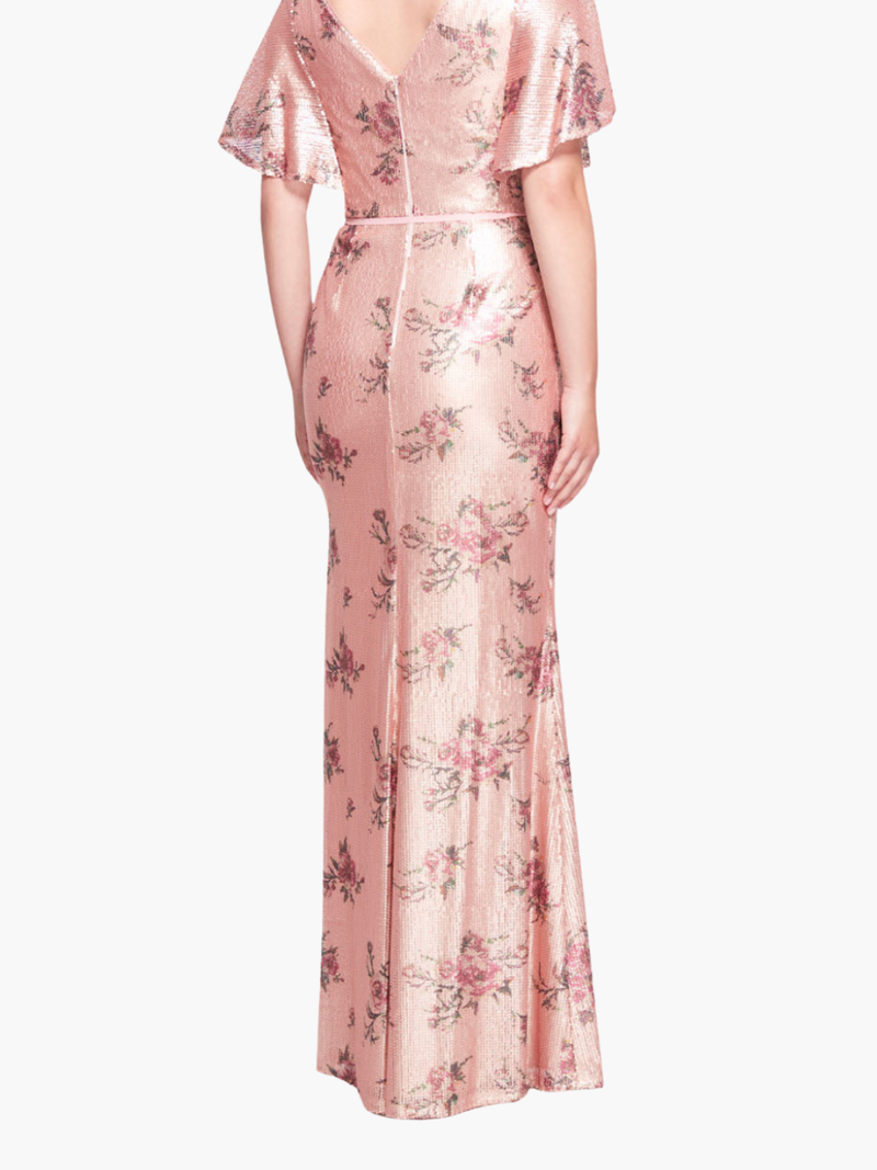 Lucca A-Line Flutter Sleeve Gown