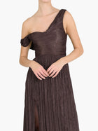 One-Shoulder Pleated Satin Gown