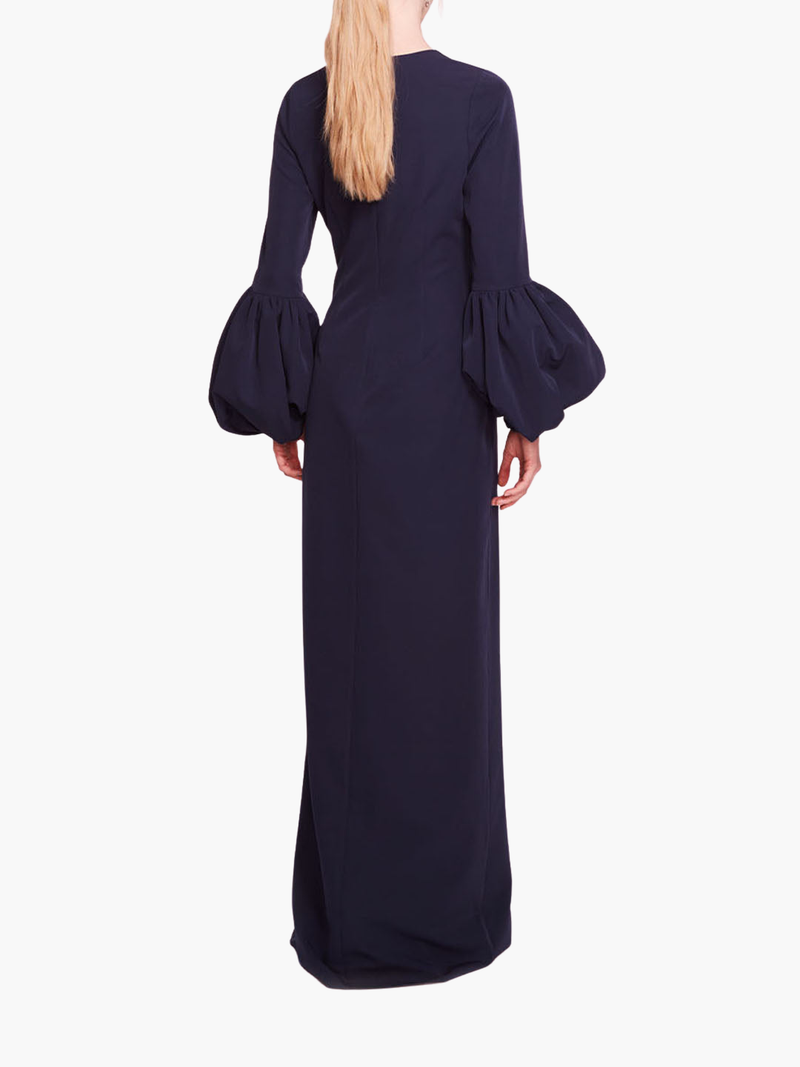Puffed Sleeve Column Gown