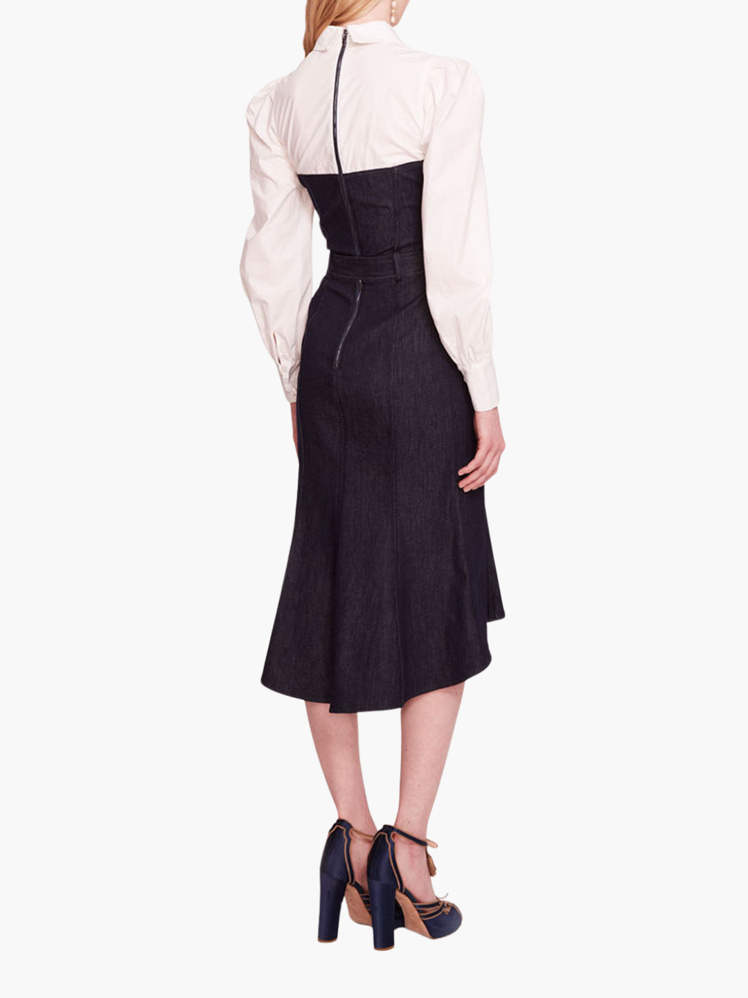 Denim Poplin Shirt Midi Dress