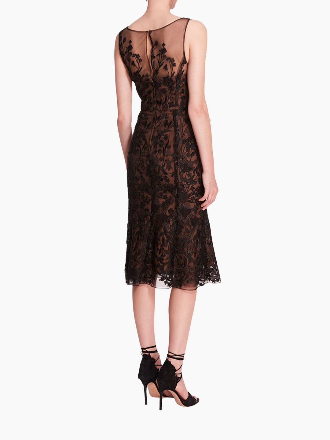 Embroidered Tulle Midi Dress