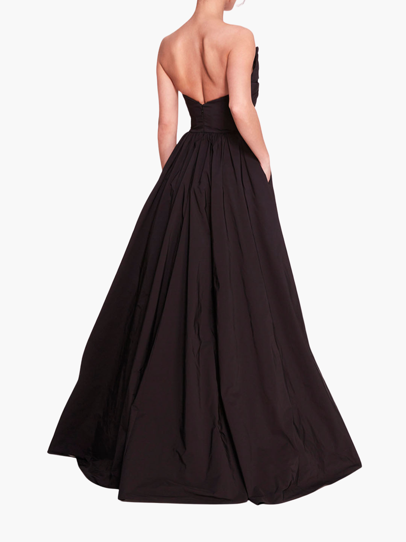 Pleated Taffeta Gown