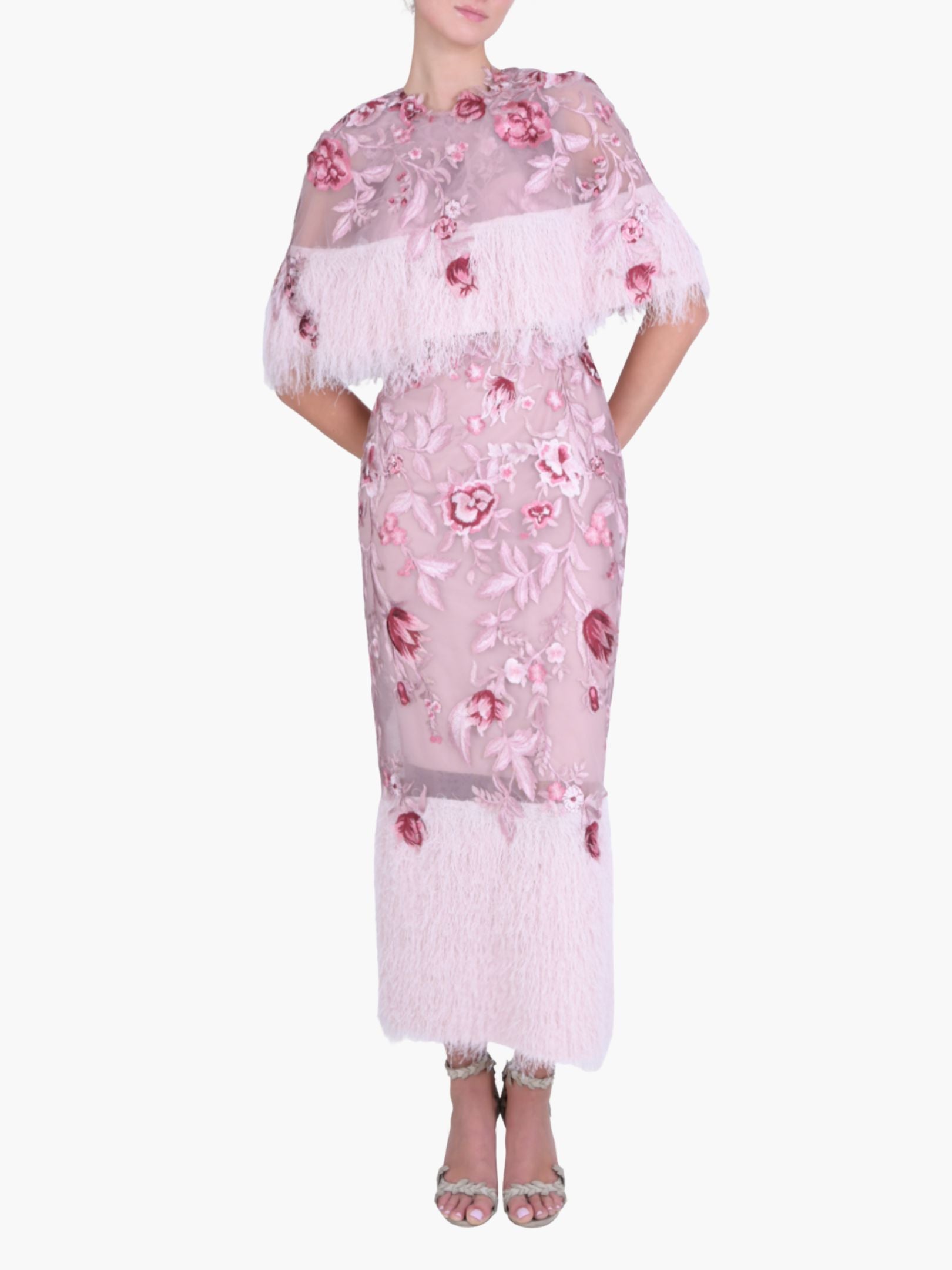 Botanist Bloom Embroidered Fringe Midi Dress