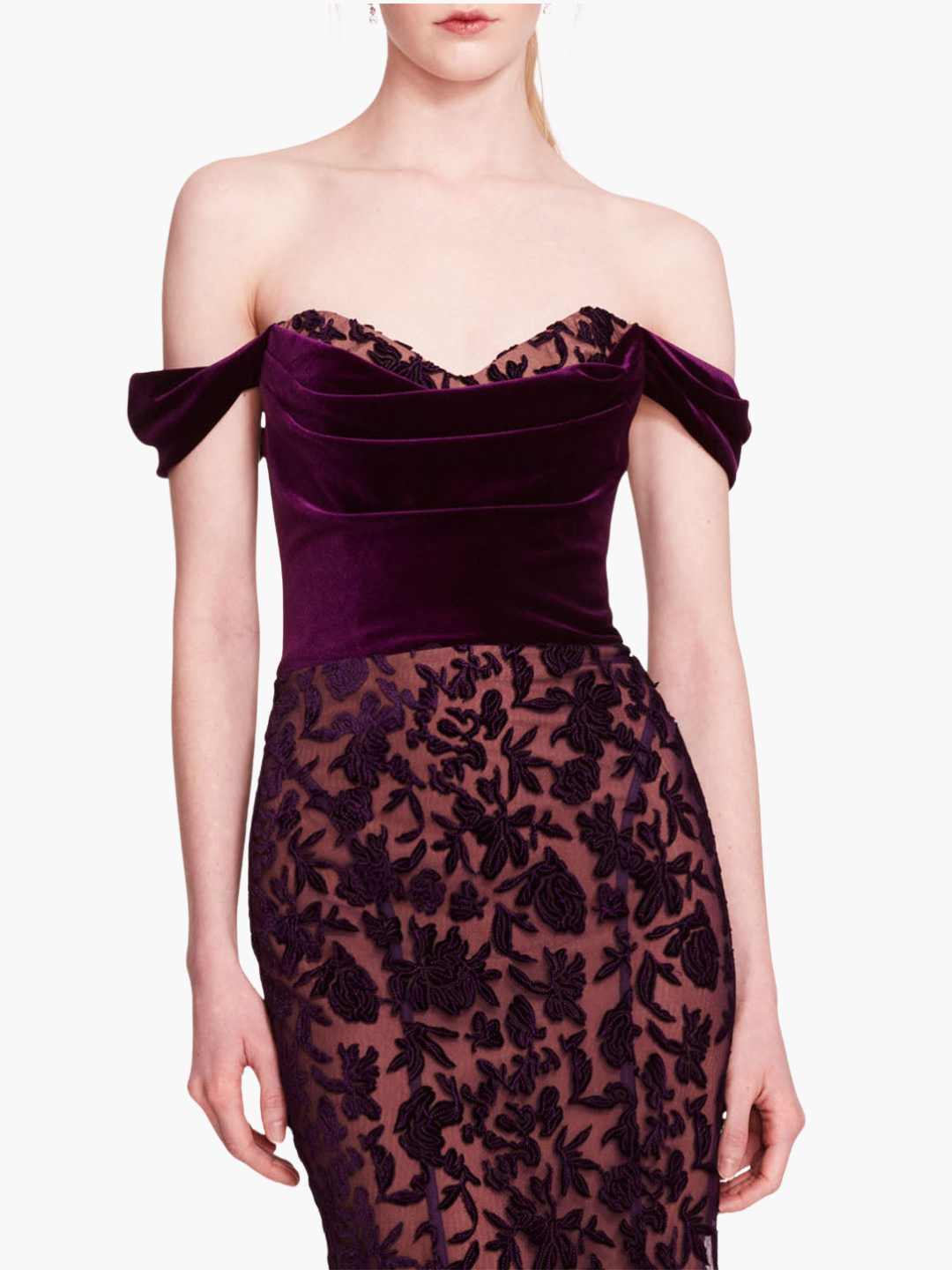 Velvet Cutwork Midi Dress