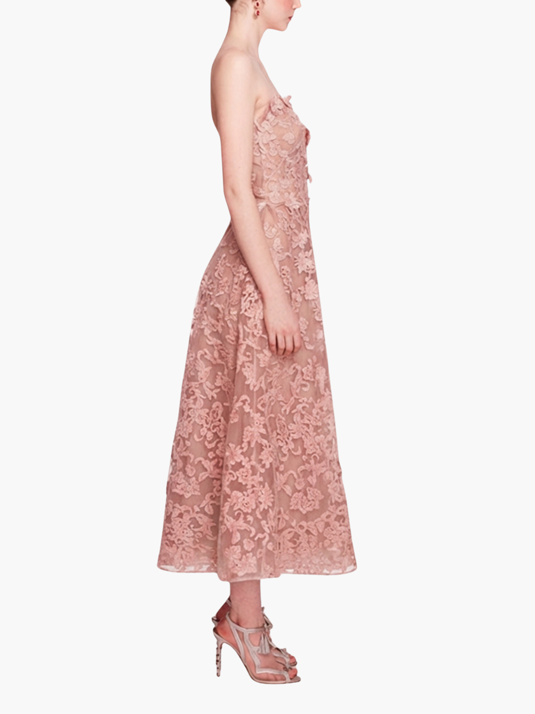 Strapless Corded Midi Dress