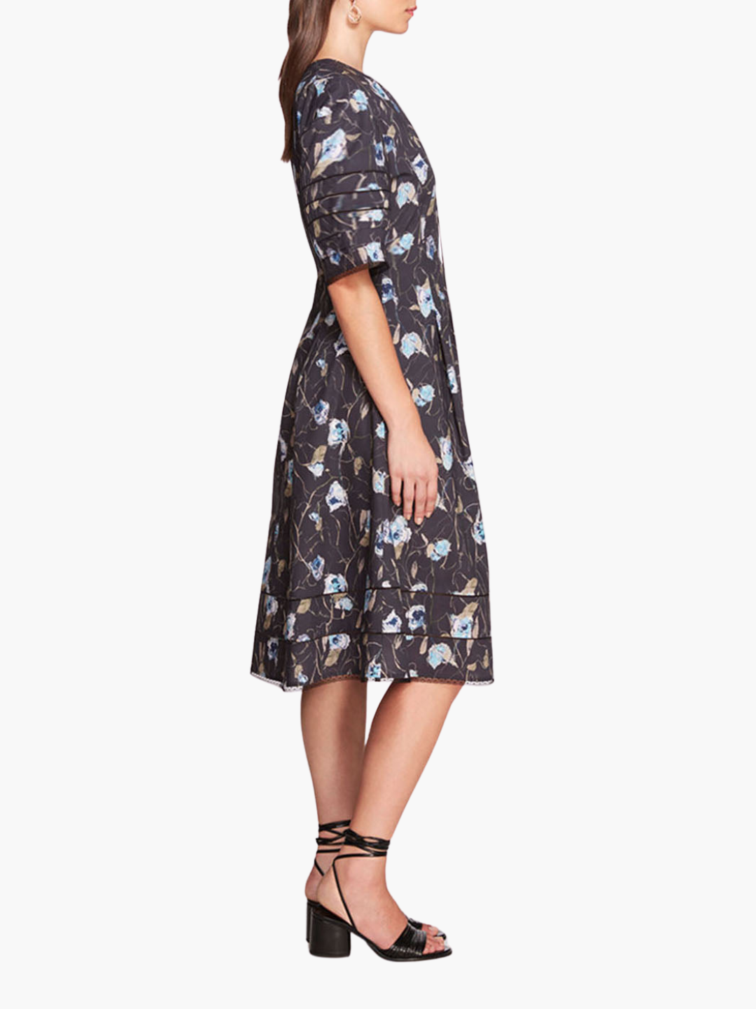 VIntage Aster Floral Print & Lace Midi