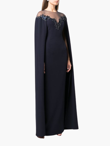 Illusion Neck Crepe Gown