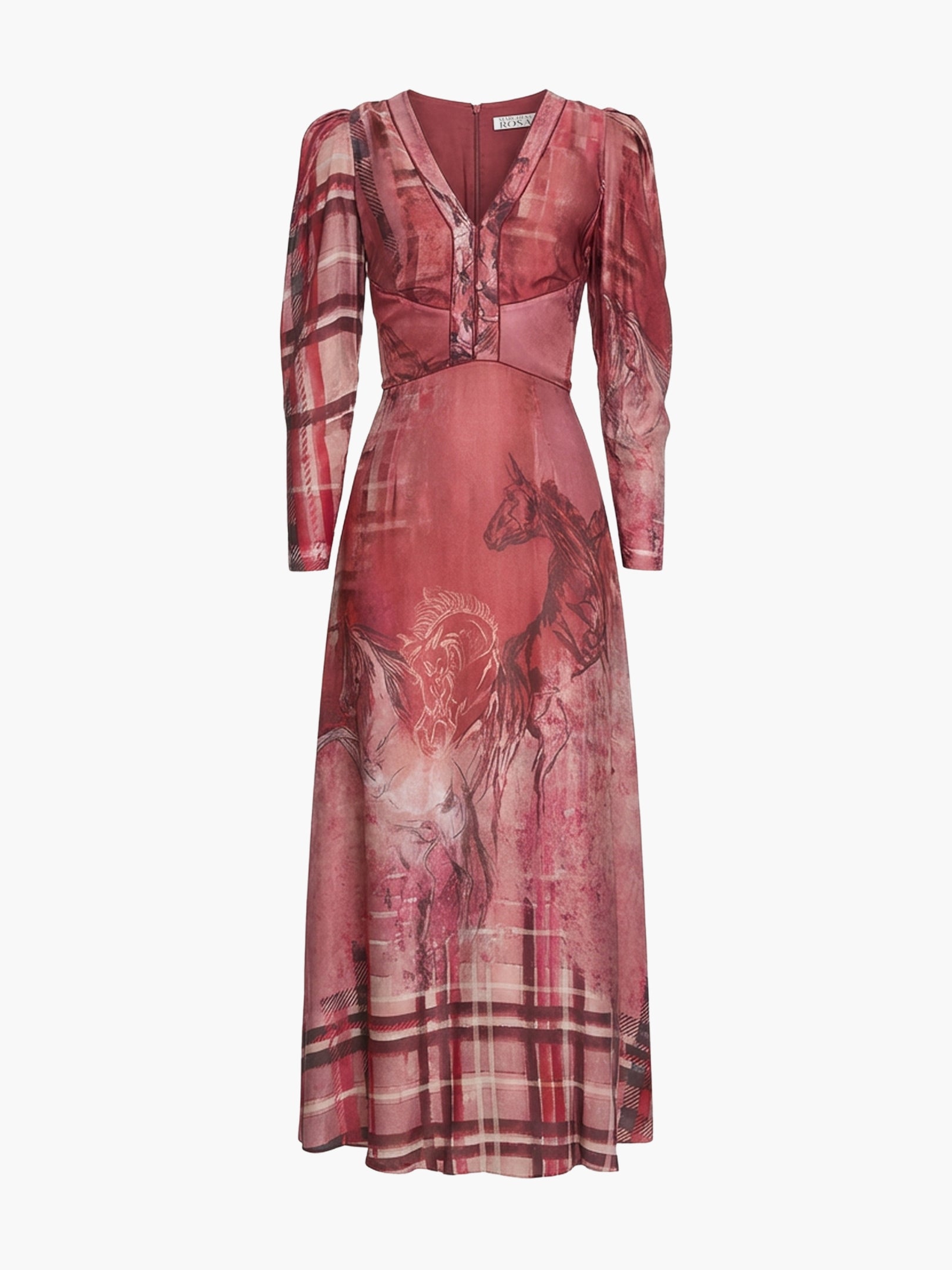 Wild Heart Tartan Printed Midi Dress