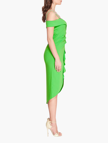 Off Shoulder Draped Midi Dress