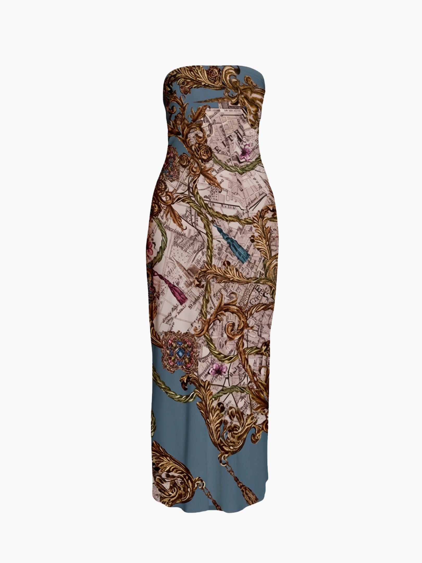 Jewel of Edinburgh Strapless Printed Midi Dress