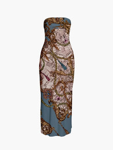 Jewel of Edinburgh Strapless Printed Midi Dress