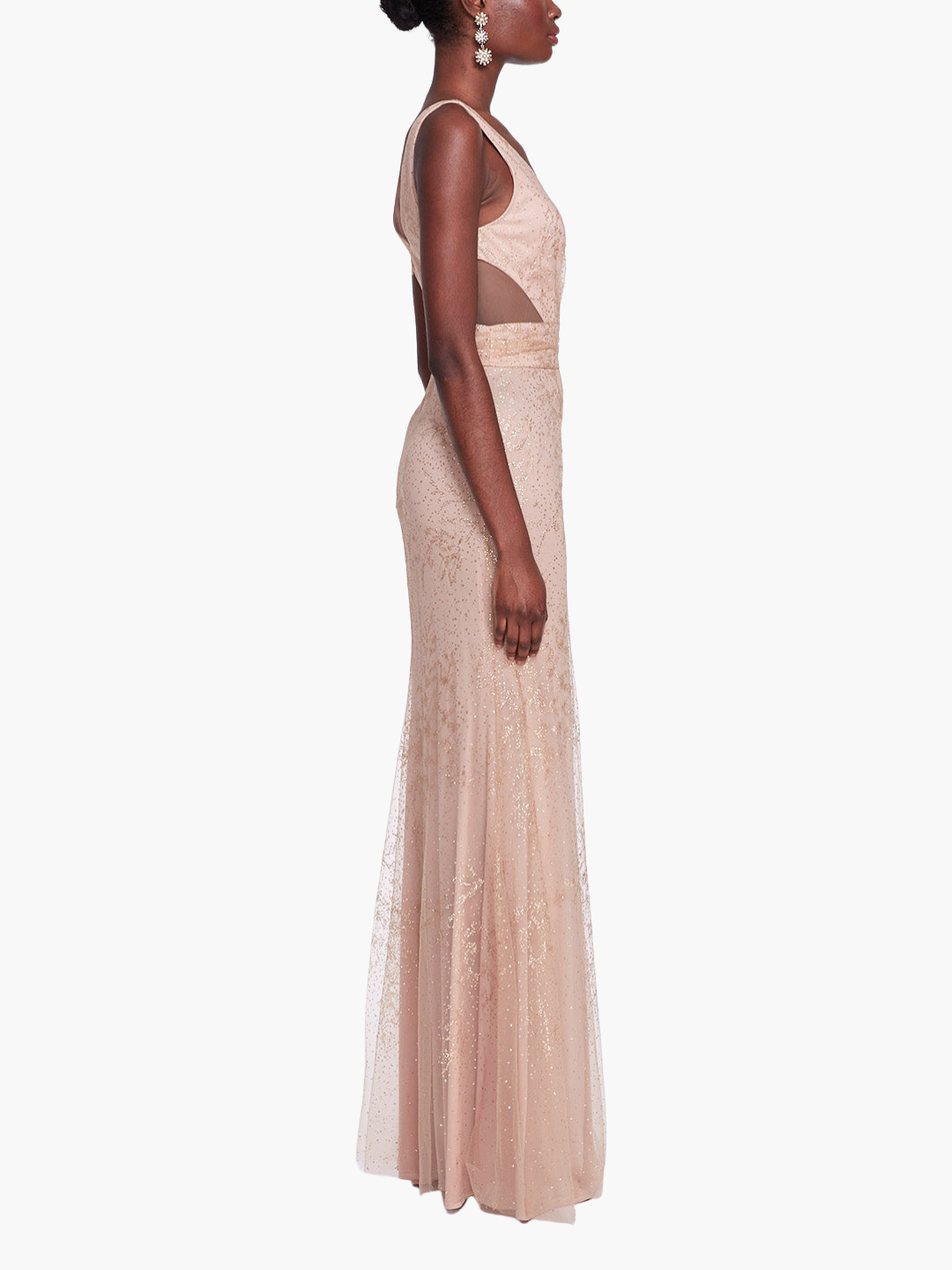 Sleeveless V-neck Glitter Gown